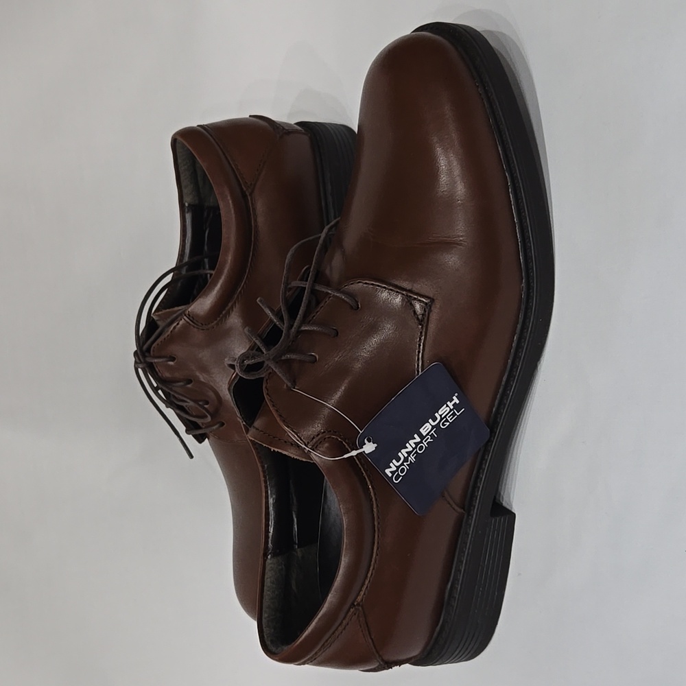 Nunn Bush Maury Brown Leather Oxford Dress Shoes Comfort‎ Gel Lace 10.5 Wide NWT